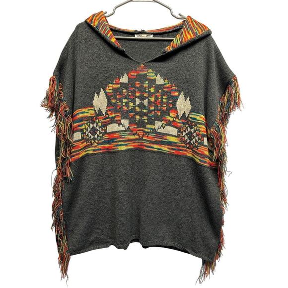 Indigo Thread Co. Boho Fringe Poncho Hoodie 1X - Picture 1 of 10